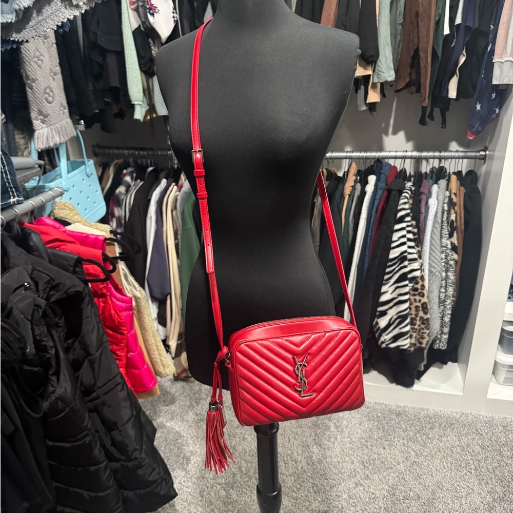 Yves Saint Laurent Red Quilted Crossbody Bag